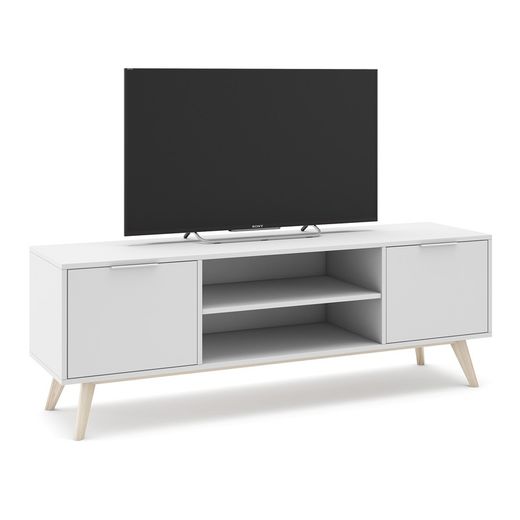 Living room set consisting of a 165 cm sideboard and a TV stand with two doors in white | Campus