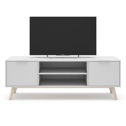 Living room set consisting of a 165 cm sideboard and a TV stand with two doors in white | Campus