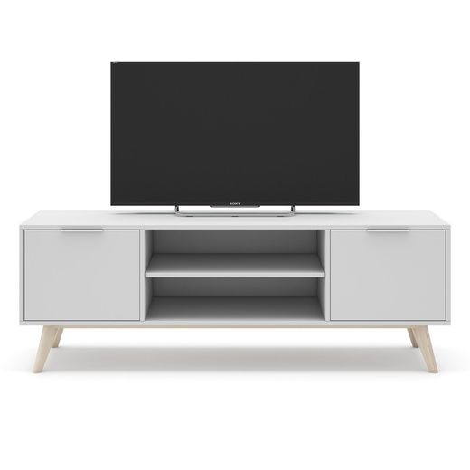 Living room set consisting of a 165 cm sideboard and a TV stand with two doors in white | Campus