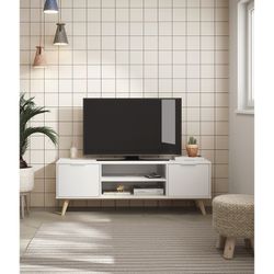 Living room set consisting of a 165 cm sideboard and a TV stand with two doors in white | Campus