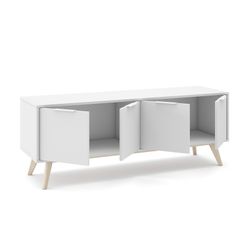 Living room set consisting of a 165 cm sideboard and a TV stand with 4 doors in white | Campus