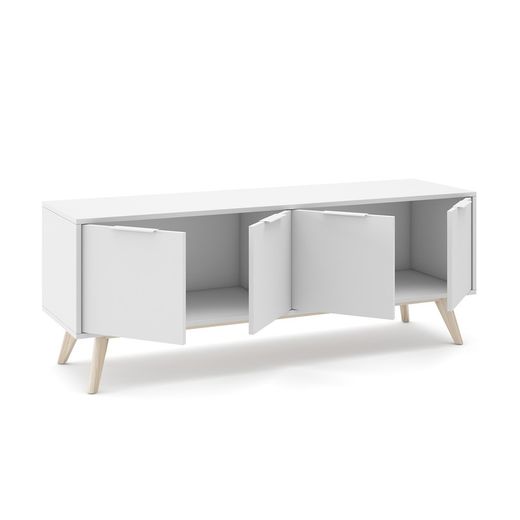 Conjunto de salón compuesto por aparador de 165 cm y mueble TV con 4 puertas en blanco  | Campus