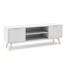 Living room set consisting of a 165 cm sideboard and a TV stand with two doors in white | Campus