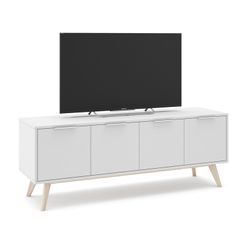 TV cabinet in white and natural pine, 140 x 40 x 53 cm | Campus