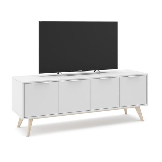 Conjunto de salón compuesto por aparador de 165 cm y mueble TV con 4 puertas en blanco  | Campus