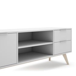 Living room set consisting of a 140 cm sideboard and a 180 cm TV stand with two doors and two drawers in white | Campus