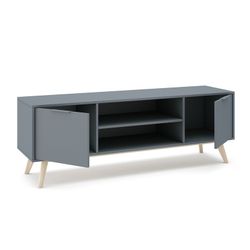 TV-Schrank aus Kiefernholz in Grün und Natur, 140 x 40 x 53 cm | Pisco