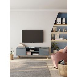 TV-Schrank aus Kiefernholz in Grün und Natur, 140 x 40 x 53 cm | Pisco