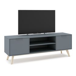 TV-Schrank aus Kiefernholz in Grün und Natur, 140 x 40 x 53 cm | Pisco