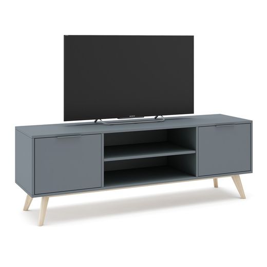 TV-Schrank aus Kiefernholz in Grün und Natur, 140 x 40 x 53 cm | Pisco