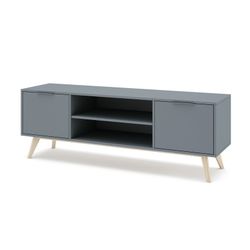 TV-Schrank aus Kiefernholz in Grün und Natur, 140 x 40 x 53 cm | Pisco