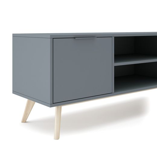 TV-Schrank aus Kiefernholz in Grün und Natur, 140 x 40 x 53 cm | Pisco