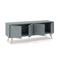 Green and natural pine TV stand, 140 x 40 x 53 cm | pisco