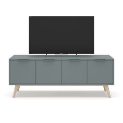 Green and natural pine TV stand, 140 x 40 x 53 cm | pisco