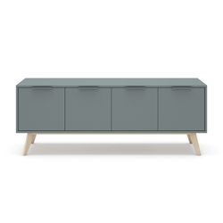 Green and natural pine TV stand, 140 x 40 x 53 cm | pisco