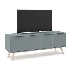 Green and natural pine TV stand, 140 x 40 x 53 cm | pisco