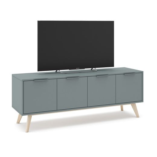 Green and natural pine TV stand, 140 x 40 x 53 cm | pisco