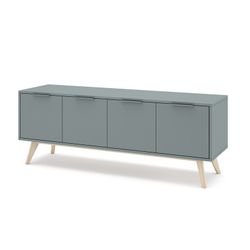Green and natural pine TV stand, 140 x 40 x 53 cm | pisco