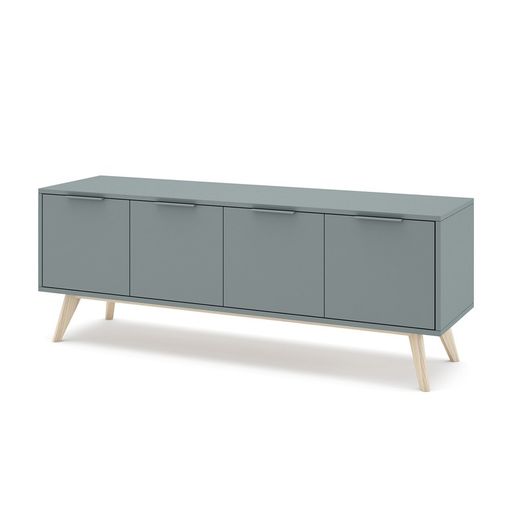 Green and natural pine TV stand, 140 x 40 x 53 cm | pisco