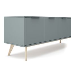 Green and natural pine TV stand, 140 x 40 x 53 cm | pisco
