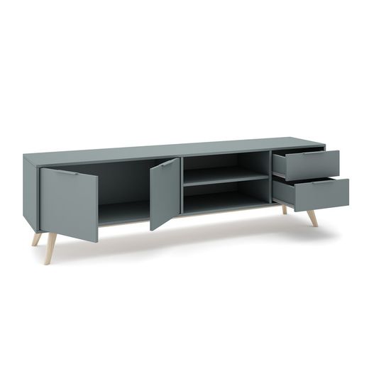 TV-Schrank aus grünem und natürlichem Kiefernholz, 180 x 40 x 53 cm | Pisco