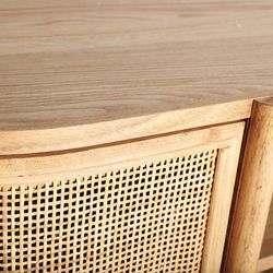 TV-bänk i ask och rotting i natur, 120 x 43 x 60 cm | Ikla