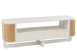 Complete ronde woonkamer in wit hout en natuurlijk rotan | molly