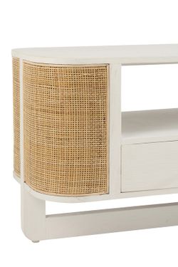 Complete ronde woonkamer in wit hout en natuurlijk rotan | molly