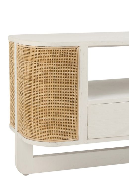 Complete ronde woonkamer in wit hout en natuurlijk rotan | molly