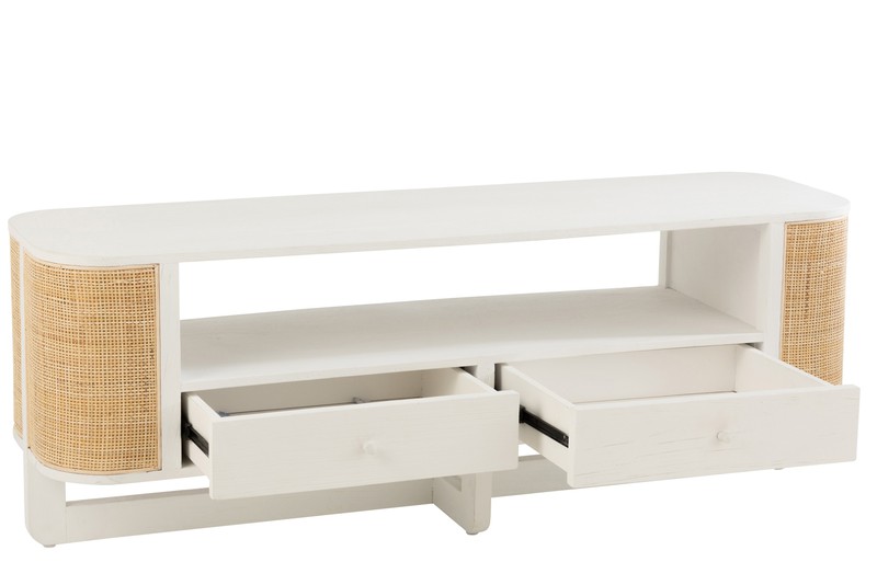 Mueble de tv de madera de pino blanco — Qechic
