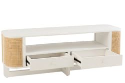 Complete ronde woonkamer in wit hout en natuurlijk rotan | molly