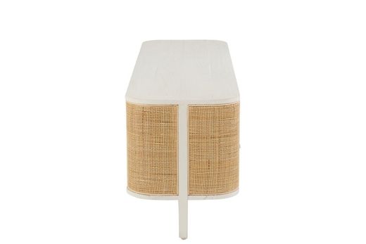 Complete ronde woonkamer in wit hout en natuurlijk rotan | molly