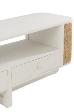 Complete ronde woonkamer in wit hout en natuurlijk rotan | molly