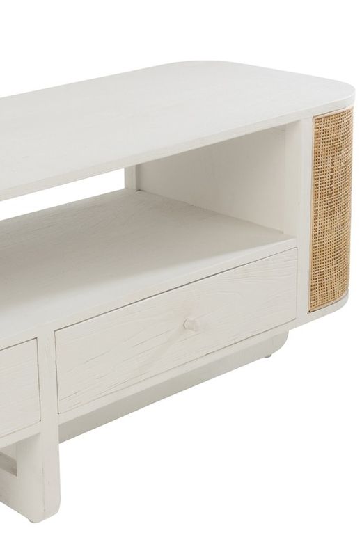 Complete ronde woonkamer in wit hout en natuurlijk rotan | molly