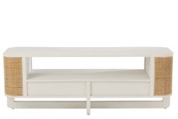 Complete ronde woonkamer in wit hout en natuurlijk rotan | molly