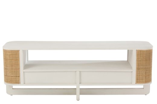 Complete ronde woonkamer in wit hout en natuurlijk rotan | molly