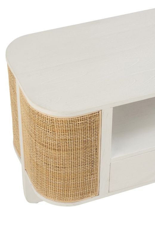 Complete ronde woonkamer in wit hout en natuurlijk rotan | molly