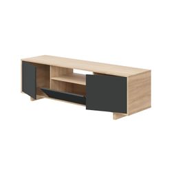 TV cabinet in natural wood/anthracite grey, 150x41x46 cm | ZAIRA