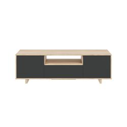 TV cabinet in natural wood/anthracite grey, 150x41x46 cm | ZAIRA