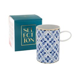 Sélection de tasses en porcelaine bleu, blanc et or, 11,4 x 7,7 x 11,2 cm | Transatlantique