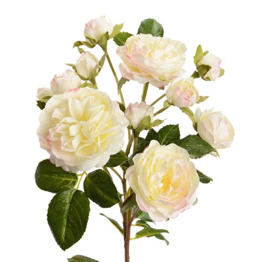 Flor Artificial de Rosa Blanca/Rosa, 13x51 cm