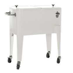 Steel fridge with wheels 56L White, 74x43x80cm