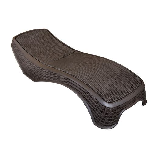 NEW PORT - Rattan de imitação de resina para espreguiçadeira com almofada marrom chocolate