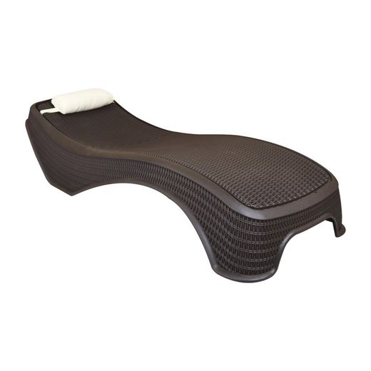 NEW PORT - Rattan de imitação de resina para espreguiçadeira com almofada marrom chocolate