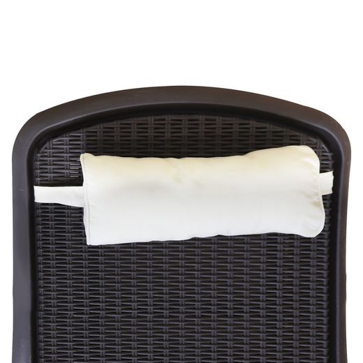 NEW PORT - Rattan de imitação de resina para espreguiçadeira com almofada marrom chocolate