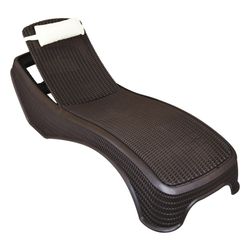 NEW PORT - Rattan de imitação de resina para espreguiçadeira com almofada marrom chocolate
