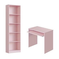 Bureau de la jeunesse rose pastel | I-Joy, 2 pièces