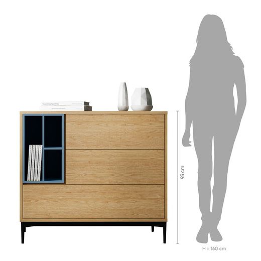 ONNIE - Blue sideboard cabinet, 103.4 x 39.6 x 95 cm