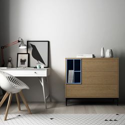 ONNIE - Blue sideboard cabinet, 103.4 x 39.6 x 95 cm