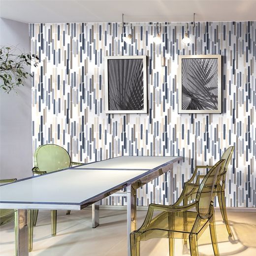 Papel de parede com impressão azul OPERA 1, 1005x53 cm